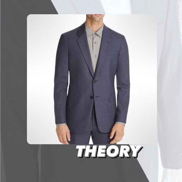 THEORY Mens Chambers Gray Single Breasted, Stretch Blazer Jacket main image 1